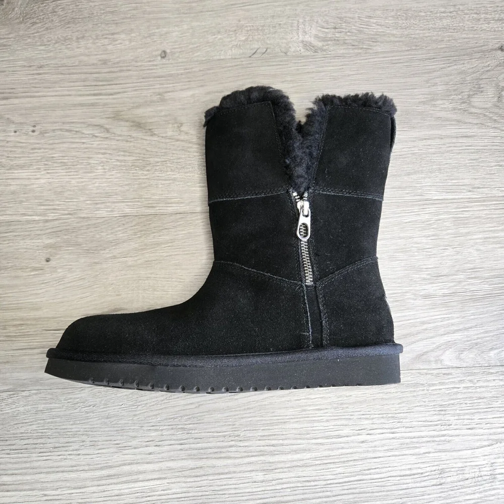 UGG Koolaburra Aribel Short Black Suede Women's Size 8 New in Box Faux Fur - Picture 5 of 11